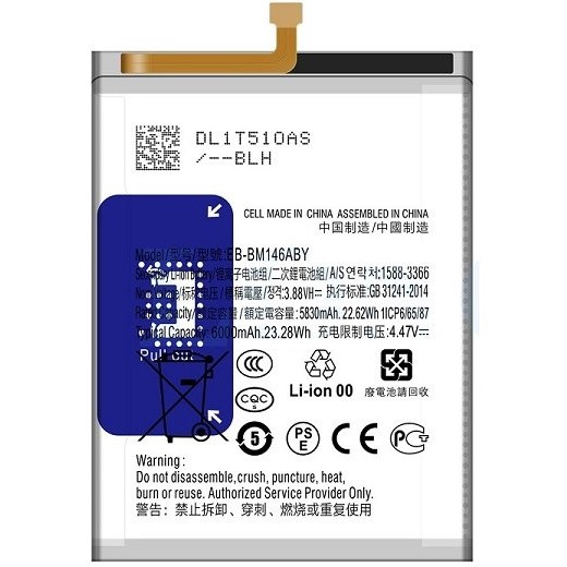 باتری اصلی سامسونگ Samsung M54/M34/M14همراه  با سه ما گارنتی شرکتی تقویتی با هلس ۱۳۰٪EB-BM146ABY.